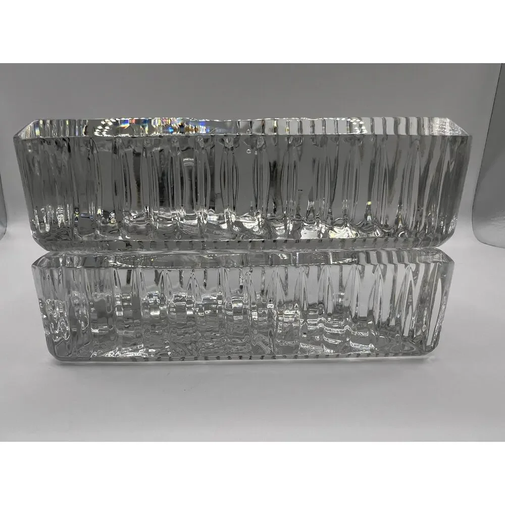 Vintage Waterford-inspired Quadrant-style heavy glass bookends – matching pair